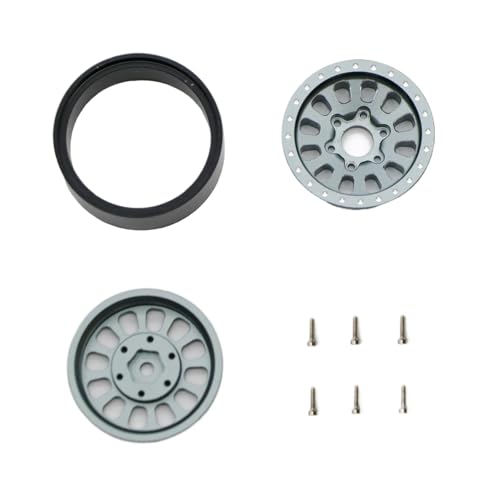 1.3” Brass Beadlock Wheels, -5.40mm Offset CNC 7 mm Hex Rims for 1/18 1/24 RC Crawler TRX4M, Axial SCX24 AX24, Redcat Ascent-18, FMS FCX24, 4 pcs, Gunmetal Gray - color: Gunmetal-gray