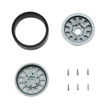1.3” Brass Beadlock Wheels, -5.40mm Offset CNC 7 mm Hex Rims for 1/18 1/24 RC Crawler TRX4M, Axial SCX24 AX24, Redcat Ascent-18, FMS FCX24, 4 pcs, Gunmetal Gray - color: Gunmetal-gray