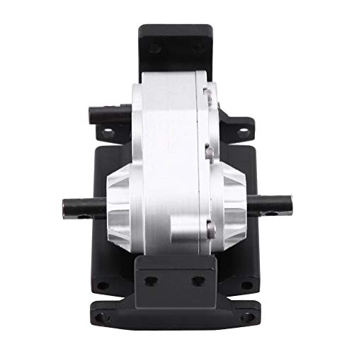 RC Transfer Case, 72mm CNC Machined Metal Gearbox with Mount for SCX10 D90 1/10 RC Crawler Car Black Silver