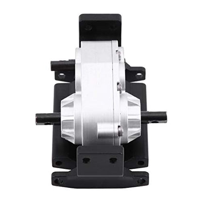 RC Transfer Case, 72mm CNC Machined Metal Gearbox with Mount for SCX10 D90 1/10 RC Crawler Car Black Silver