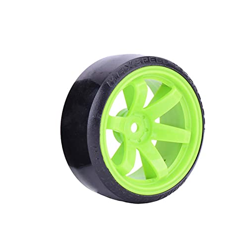 RC Plastic Wheel and Tire Set, 63mm Hard Tyres for 1/10 Drift Car HSP Tamiya HPI Kyosho On-Road Drifting Car (Green) - color: Green