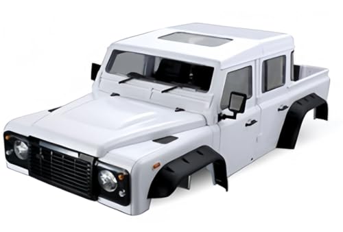 1/10 RC Land Rover Defender Pickup Hard Body Shell Kit-313mm Wheelbase Pickup Body for Axial SCX10 90046 TRX4 CC01 Capra RC Crawler Car (White) - color: White