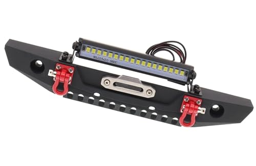 Metal Front Bumper with LED Lights Upgrade Parts for 1/10 TRX-4 Axial SCX10 90046 90047 SCX10 II RC Crawler Car(Black)