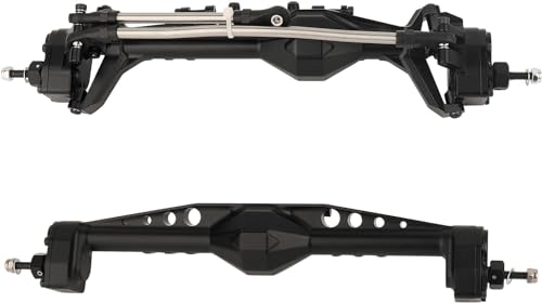 Full CNC Aluminum F9 Portal Front Rear Axle with Offset Front Differential for 1/10 RC Crawler Capra Gmade R1 Rock Buggy LCG Cheater Rigs 1.9 UTB Shafty (Black) - color: Black