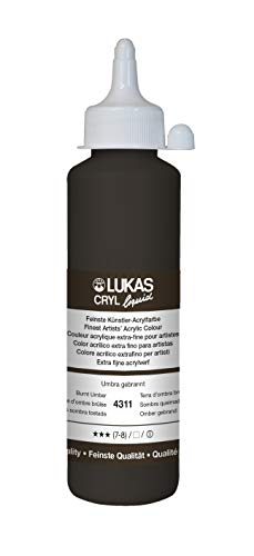Lukas Cryl Liquid Soft Body Acrylic Paints for Painting - Professional Low Viscosity - 250 ml Bottle Burnt Umber - color: Burnt Umber
