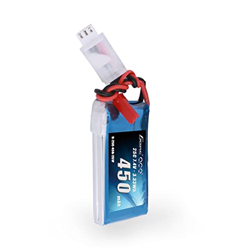 Gens ace 7.4V 450mAh 2S LiPo Battery Pack 25C/50C with JST Plug for Emax Babyhawk RC Heli 250 Helicopter Small Airplane Micro FPV Racing Drone Quadcopter