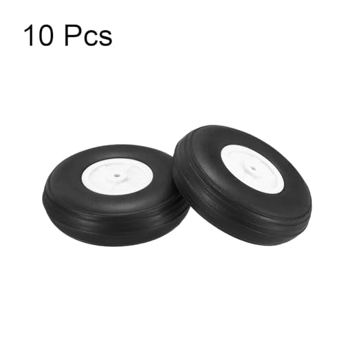 MECCANIXITY 10Pcs RC Airplane Wheels 3" OD Aircraft PU Rubber Tire Tail Airplanes Wheel Replacement for DIY Model Plane Helicopter Car - size: 3" OD