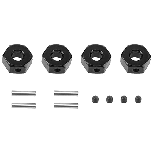 Metal 12mm Wheel Hex Hub Drive Adapters with Pins Screws Compatible with 1/10 Arrma Senton Granite Typhon Vorteks 3S Big Rock RC Car (Black) - color: Black
