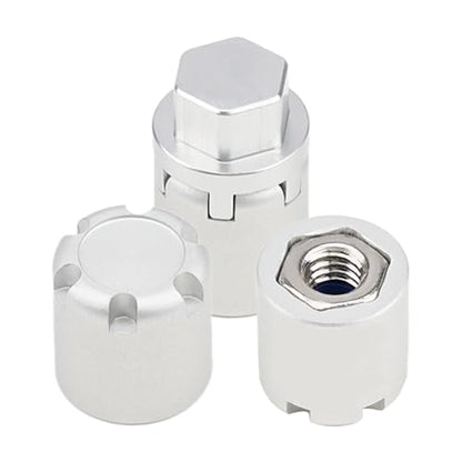 4PCS RC M4 Wheel Hex Nuts with Tools,CNC Aluminum RC Car Dustproof Wheel Rim Center Cap Hub Suit for TRX4 Axial SCX10 Redcar D90 Tamiya Etc 1/10 RC Crawler Car Upgrades (Silver) - color: Silver