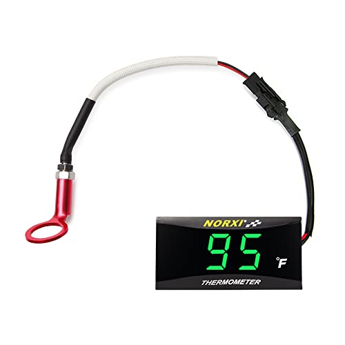 Motorcycle Engine Temperature Meter Fahrenheit, Over-Temperature Alert, Engine Temperature Gauge with Probe Sensor Adapter for Most Marine ATV Generator Lawn Tractor Motorcycle(Green,14mm Sensor) - color: Green, size: 14mm