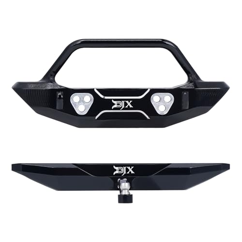DJX Aluminum SCX30 Front & Rear Bumper w/Tow Hook for 1/30 Axial SCX30 Jeep Wrangler JLU Upgrades (Black)
