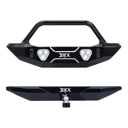 DJX Aluminum SCX30 Front & Rear Bumper w/Tow Hook for 1/30 Axial SCX30 Jeep Wrangler JLU Upgrades (Black)