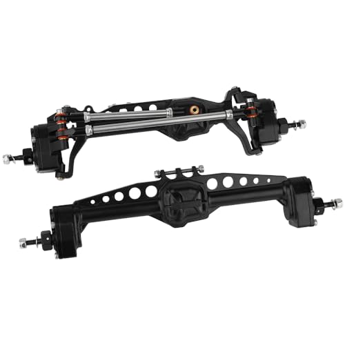 CNC Metal Front and Rear Portal Axles for 1/10 RC Crawler Car Axial SCX10 III AXI03006 AXI03007 Wrangler JL AR45 Axle Upgrade Part (Black) - color: Black