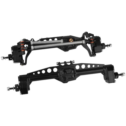 CNC Metal Front and Rear Portal Axles for 1/10 RC Crawler Car Axial SCX10 III AXI03006 AXI03007 Wrangler JL AR45 Axle Upgrade Part (Black) - color: Black