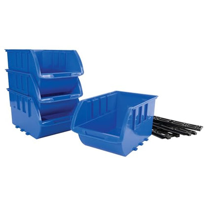 Performance Tool W5196 4-Piece Large Stackable Storage Trays, Blue | Large Stackable Trays for automotive tools garage applications - style: 4pc Large Blue Bins Only