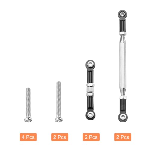 MECCANIXITY 2 Sets Adjustable Turnbuckles Camber Link Linkages Aluminum Alloy Upgrade Parts RC Car Steering Pull Rod Servo Linkages Tie Rod for MN 1:12 D90 RC Car Crawler,Black - color: Black