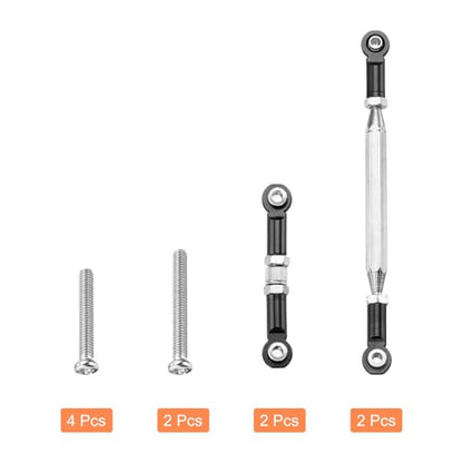 MECCANIXITY 2 Sets Adjustable Turnbuckles Camber Link Linkages Aluminum Alloy Upgrade Parts RC Car Steering Pull Rod Servo Linkages Tie Rod for MN 1:12 D90 RC Car Crawler,Black - color: Black