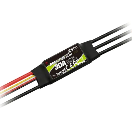 ZTW Mantis Slim G2 30A ESC 2-4S RC Airplane Speed Controller with 6V/3A Switching BEC XT60 Plug Programmable ESC for Sport Fixed-Wing and Gliders