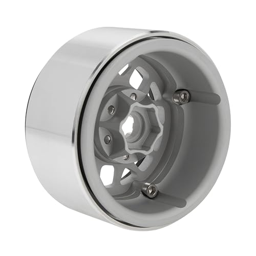 MEUS RACING 1.9 Beadlock Wheels Rims Deep-Dish Wheel for Axial SCX10 Traxxas TRX4 Vanquish VS4-10 Redcat Gen8 1/10 RC Crawler Upgrades (Style B, Silver) - color: Style B, Silver