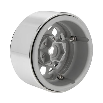 MEUS RACING 1.9 Beadlock Wheels Rims Deep-Dish Wheel for Axial SCX10 Traxxas TRX4 Vanquish VS4-10 Redcat Gen8 1/10 RC Crawler Upgrades (Style B, Silver) - color: Style B, Silver
