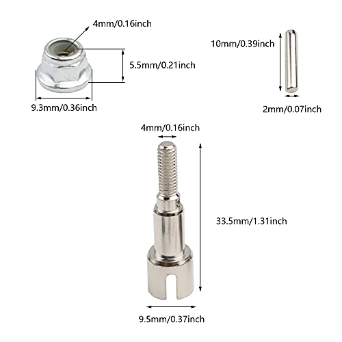 M16107 Metal Rear Wheel Shafts & Pins & Lock Nut M4 Accessories Spare Parts for 1：16 Scale 16889 16890 HM161 RC Cars - color: M16107
