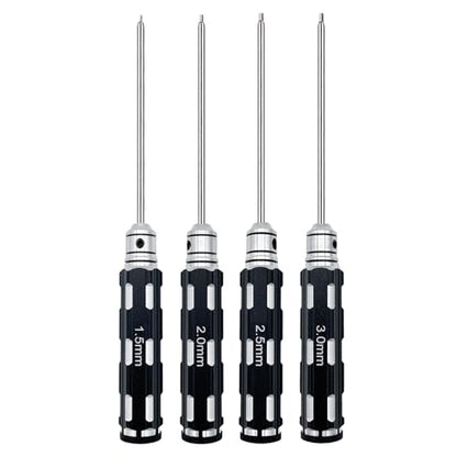 RC Tool Kit, Hex Driver, RC Screwdriver Set 1.5mm 2.0mm 2.5mm 3.0mm Hex Driver Repair Tools for RC Car Boat Drone Helicopter (Black)