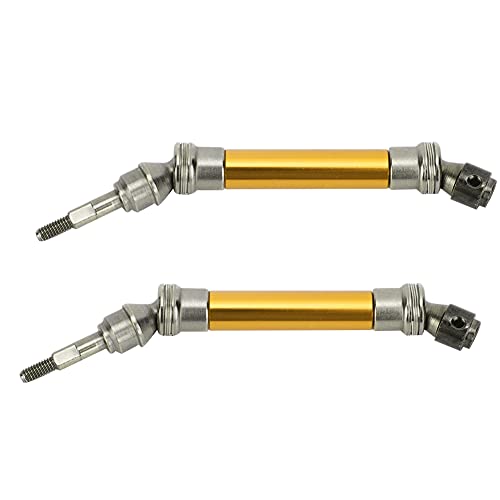 2Pcs RC Car Front Shaft Stainless Steel Rear Drive Shaft Universal Driveshaft Fit for Traxxas RC Truck Upgrades Parts (Yellow) - color: Yellow