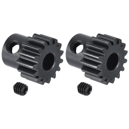 MECCANIXITY 2Pcs RC 32P Hardened Pinion Gear 5mm Shaft 15T Motor Gears Carbon Steel for RC Car Boat Drone - style: 15T