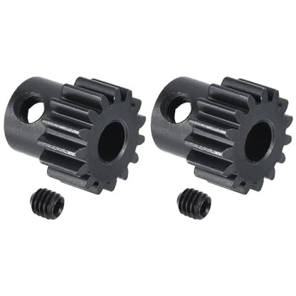 MECCANIXITY 2Pcs RC 32P Hardened Pinion Gear 5mm Shaft 15T Motor Gears Carbon Steel for RC Car Boat Drone - style: 15T