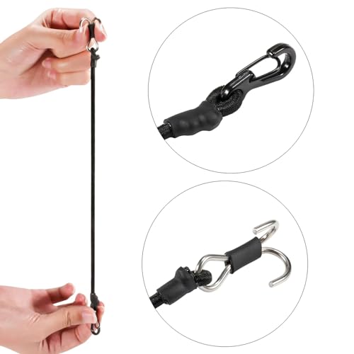 2pcs 280mm Elastic Strap Escape Rope Kinetic Winch Strap with Rescue Trailer Hook for 1/18 1/24 RC Crawler Car TRX4M High Trail SCX24 FCX24 (Black) - color: Black