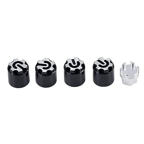 DJX 4PCS Aluminum M4 Wheel Nut Center Cap Locking Hubs w/Tool for 1/10 RC Crawler Traxxas TRX4 Axial SCX10 90046 D90 Redcat Gen7(Black&Silver) - color: Black&silver