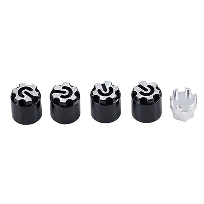 DJX 4PCS Aluminum M4 Wheel Nut Center Cap Locking Hubs w/Tool for 1/10 RC Crawler Traxxas TRX4 Axial SCX10 90046 D90 Redcat Gen7(Black&Silver) - color: Black&silver