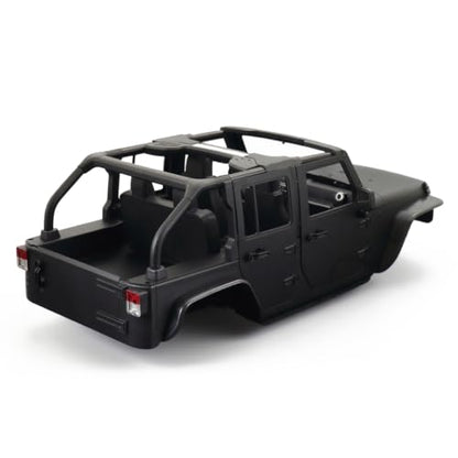 1/10 RC Jeep Wrangler Convertible Hard Shell Kit, for 1/10 RC Crawler TRX4 Axial SCX10 90046 90027 313 Wheelbase Shell Modification Accessories (Matte Black) - color: Matte Black