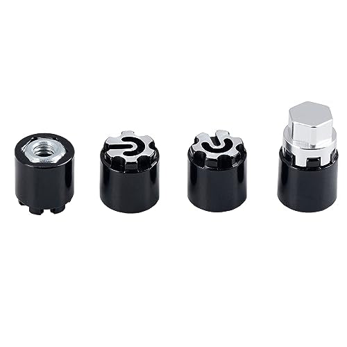DJX 4PCS Aluminum M4 Wheel Nut Center Cap Locking Hubs w/Tool for 1/10 RC Crawler Traxxas TRX4 Axial SCX10 90046 D90 Redcat Gen7(Black&Silver) - color: Black&silver