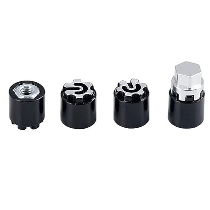 DJX 4PCS Aluminum M4 Wheel Nut Center Cap Locking Hubs w/Tool for 1/10 RC Crawler Traxxas TRX4 Axial SCX10 90046 D90 Redcat Gen7(Black&Silver) - color: Black&silver