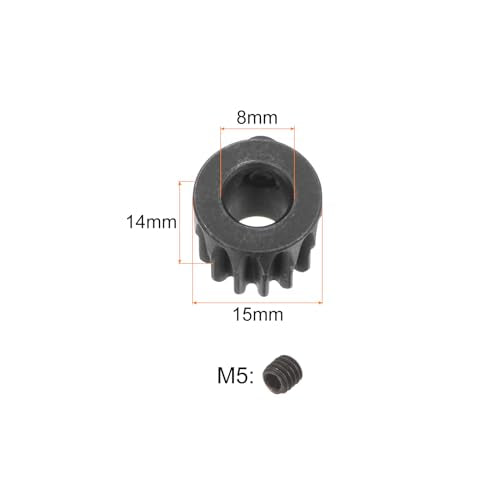uxcell Mod 1 13T Pinion Gear 8mm Bore Hardened Steel Motor Rack Spur Gear for RC Car Truck Gear Drive