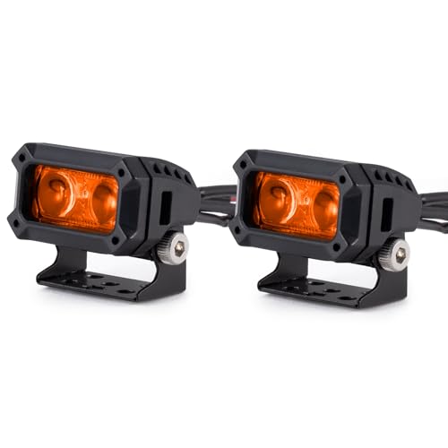2pcs 18MM Square Led Light Headlight Spotlight for TRX-4 TRX6 SCX10 | 90046 D90 CC01 Wraith Redcat Gen8 1/10 RC Car Upgrade Parts Orange Lamp - color: Orange