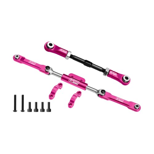 GPM 4140 Carbon Steel + 7075 Alloy Servo Link & Front Steering Link Set Upgrade Parts for Vanquish 1/10 H10 Optic Yokohama Sparco RC Crawler Truck Accessories Replacement，Pink - color: Pink