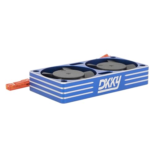 DKKY RC Motor Cooling Fan Heatsink 30mm Dual Fan for ARRMA Axial Traxxas 1/6 1/8 1/10 RC Crawler Car 3650 550 3660 4274 4068 4268 Motor (Blue) - color: Blue