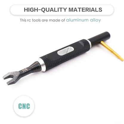 RC Multi-Function Wrench Turnbuckle Nut Ball Joint Remover 4mm Universal Repair Tool with 2.0mm Screwdriver for 1/10 1/8 1/24 Crawler Truck Off Road Car Boat Drone Airplane(Black Silver) | 4mm Universal Repair Tool,2.0mm Screwdriver,for 1/10 1/8 1/24 Craw