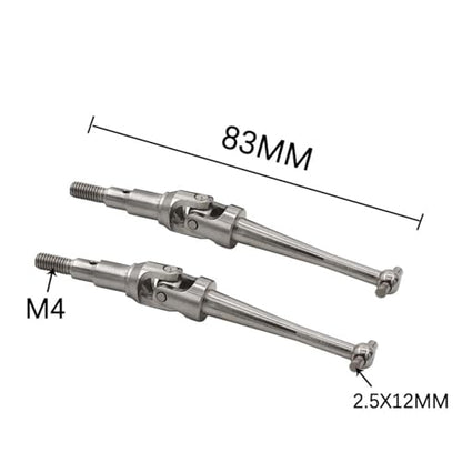 2X Transmission Axle for RC Cars, Metal Driveline Axles for DIY Projects in Scale 1/16- Argent - color: Argent
