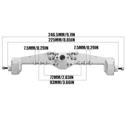 1/10 RC Crawler All Metal Front and Rear Portal Axle for Axial Capra 1.9 UTB Buggy F9 CNC Machined 7075 Aluminum Integrated (Silver) - color: Silver