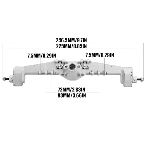 1/10 RC Crawler All Metal Front and Rear Portal Axle for Axial Capra 1.9 UTB Buggy F9 CNC Machined 7075 Aluminum Integrated (Silver) - color: Silver