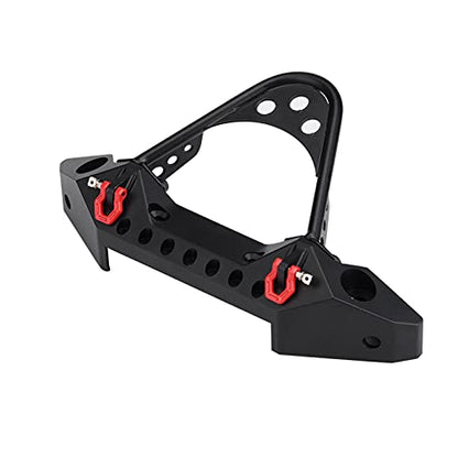ZJchao RC Bumper, RC Front Bumper Metal Front Upper with 2 LED Lights for ‑4 1/10 Scale Crawler (Black) - color: Black