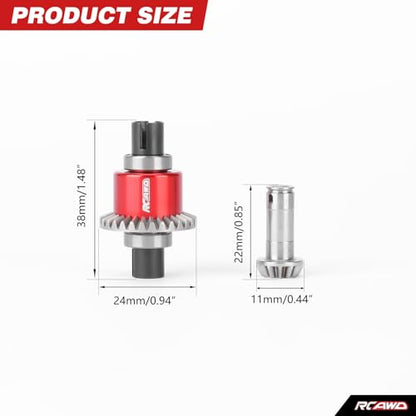 RCAWD NO Oil-Spill Front Diff Set, 30T Main RC Differential 0.8Mod & 12T Input Gear, 30KcSt Oil Filled for ARRMA Typhon Granite Mojave Grom Upgrades Part Red - size: Front 30T main diff & 12T input gear
