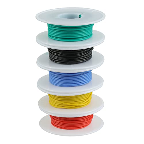 BOJACK 28 AWG Flexible Silicone Wire Electric Wire Hook up Wire Kit 300V Cables with Plus 20 φ2mm Heat Shrink Tubings and a Mini Wire Stripper(5 Colors 32.81Ft Each Color, 28AWG) - size: 28 AWG Silikondraht