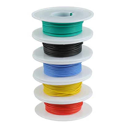 BOJACK 28 AWG Flexible Silicone Wire Electric Wire Hook up Wire Kit 300V Cables with Plus 20 φ2mm Heat Shrink Tubings and a Mini Wire Stripper(5 Colors 32.81Ft Each Color, 28AWG) - size: 28 AWG Silikondraht