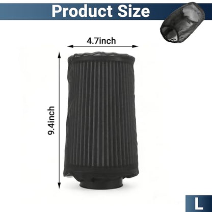 Cold Air Intake Filter Cover, Thickened Dust-proof Water-proof Motorcycle Universal Air Intake Cover Filter Sock for High Flow Cone Air Filter Compatible with Harley Davidson Touring (Large)