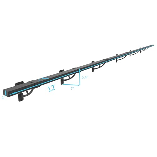 Foot Rail Kit–Wall Mounted Bar Railing Multiple Sizes (12 Feet) | Black Heavy Duty Metal Railing Hardware, Combined Installation and Sturdy Square Tube Design, for Restaurant, Bar,Office,Home - size: 12 Feet