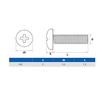 cSeao 480pcs M2 x 6mm / 8mm/ 10mm/ 12mm/ 16mm/ 20mm, Phillips Pan Head Machine Screws Metric Screws Bolts Washers Nuts Kit, 304 Stainless Steel - size: M2